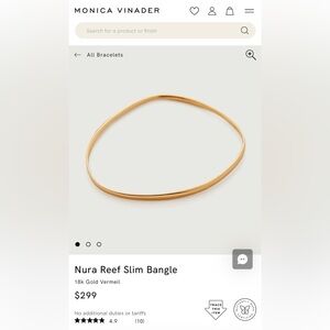 Monica Vinader 18k Gold Vermeil Delicate Bangle